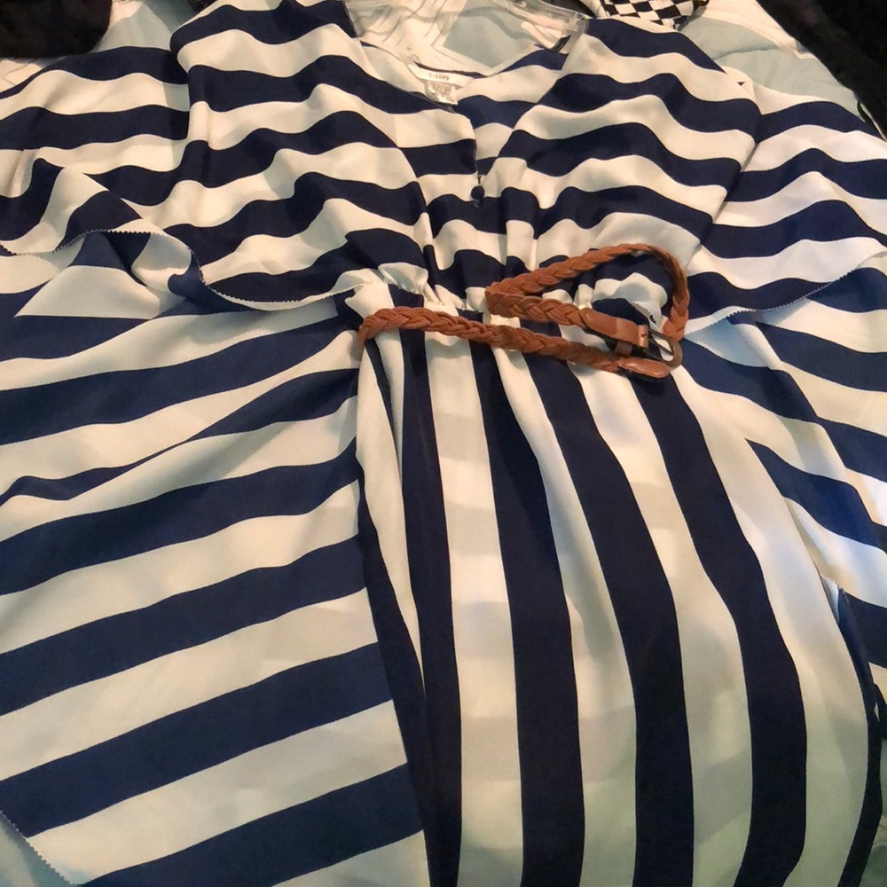 Blue and White Striped Butterfly wing dress
